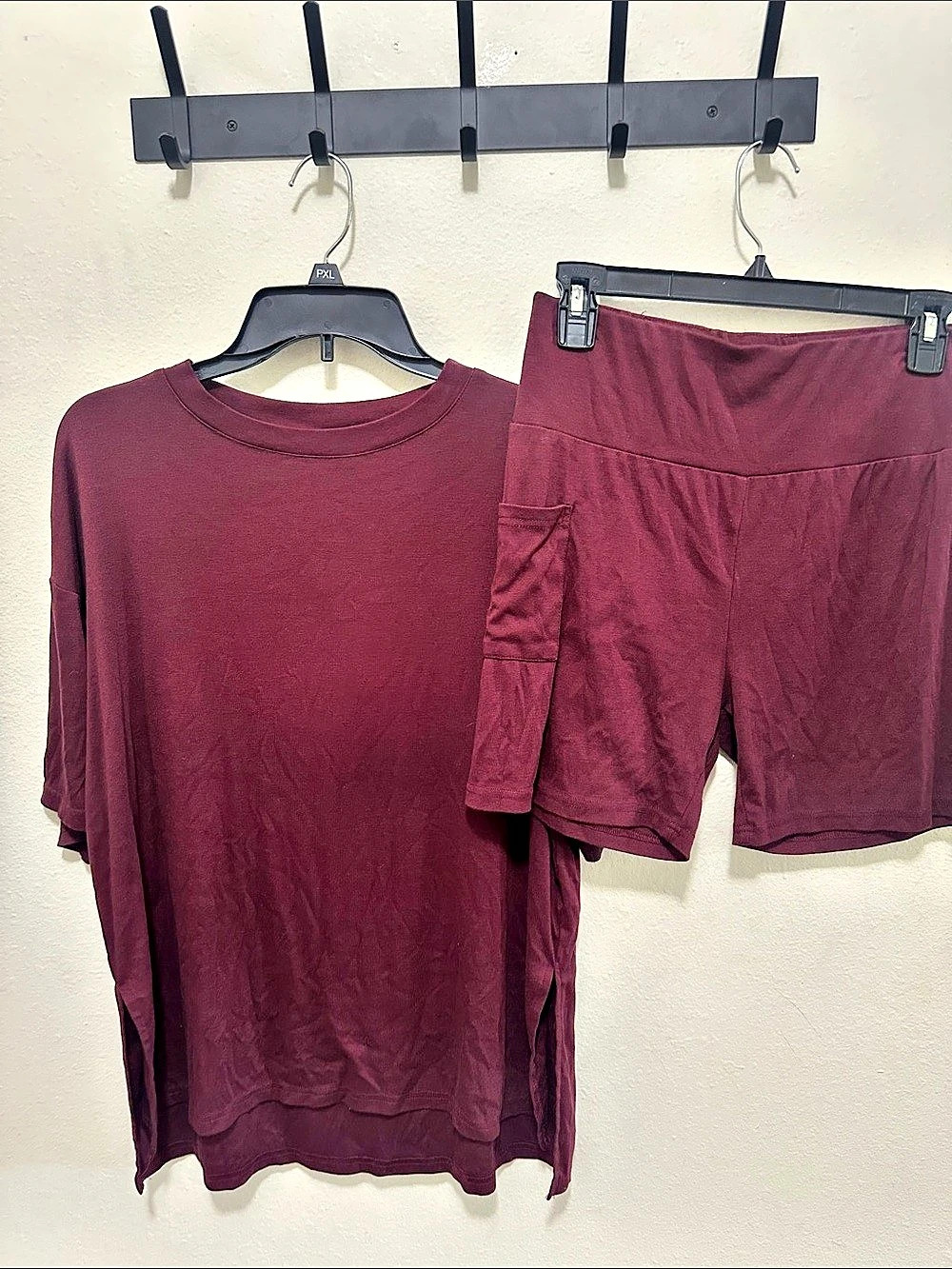 Burgundy Pretty Garden Biker Short Set Size Medium